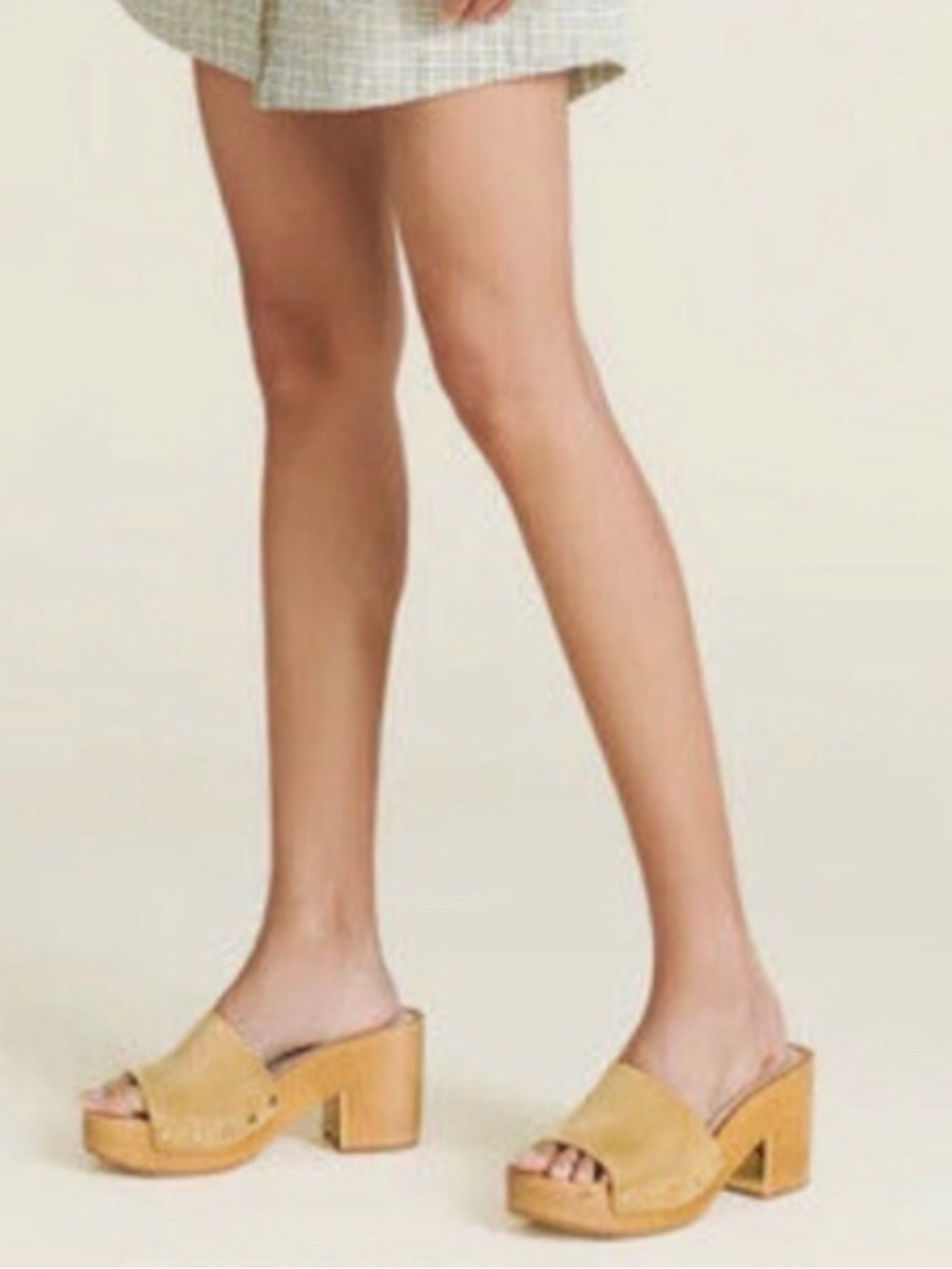 Veronica Beard Tan Suede Open-Toe Block Heel Mules